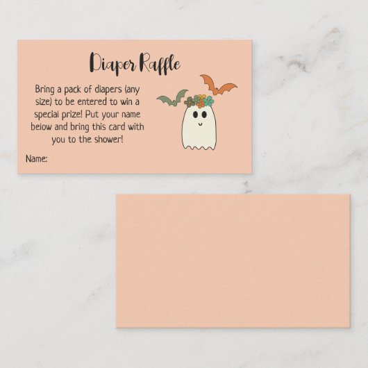 Retro 70's Halloween Baby shower Diaper Raffle Informatiekaartje (Voorkant / Achterkant)