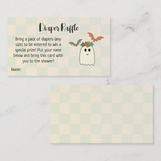 Retro 70's Halloween Baby shower Diaper Raffle Informatiekaartje (Voorkant / Achterkant)