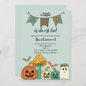 Retro 70's Halloween Baby shower Little Boo Kaart (Voorkant / Achterkant)