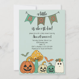 Retro 70's Halloween Baby shower Little Boo Kaart