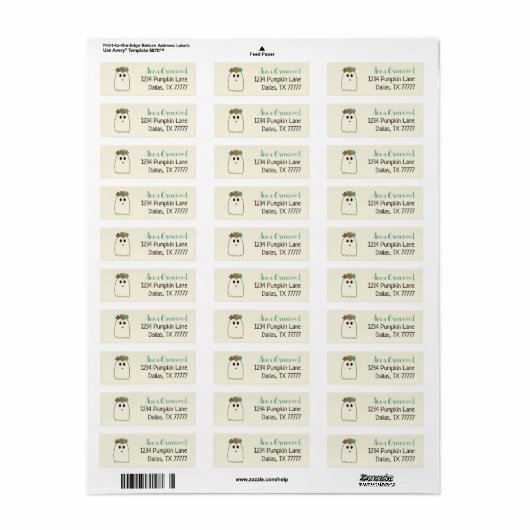 Retro 70's Halloween Groovy Return Address Etiket (Full Sheet)