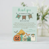Retro 70's Halloween Little Boo Baby shower Bedankkaart (Staand voorkant)