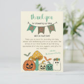 Retro 70's Halloween Little Boo Baby shower Bedankkaart (Staand voorkant)