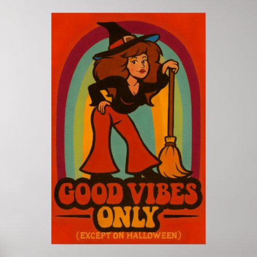Retro 70s Halloween Witch Poster (Voorkant)