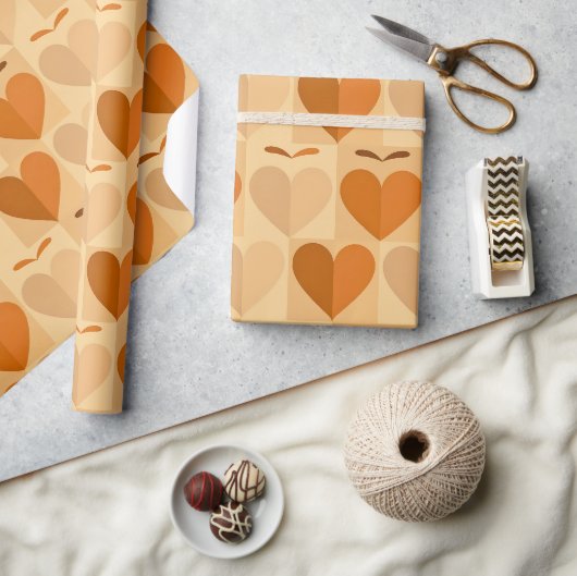 Retro 70s Harten Valentijnsverpakkings Papier - Gr (Crafts)