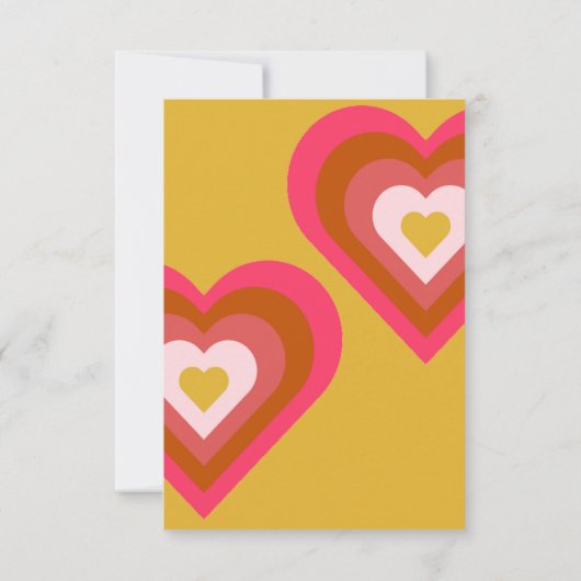 Retro 70's Heldergeel, Sinaasappel, Roze bruiloft RSVP Kaartje (Achterkant)