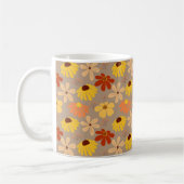 Retro 70's Herfst Bloemen Naadloos Patroon Koffiemok (Links)