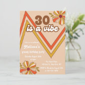 Retro 70s Hippie Bloem Zigzag 30e verjaardag Kaart (Staand voorkant)