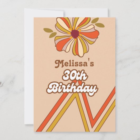 Retro 70s Hippie Bloem Zigzag 30e verjaardag Kaart (Achterkant)