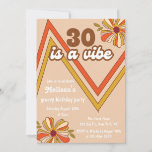 Retro 70s Hippie Bloem Zigzag 30e verjaardag Kaart