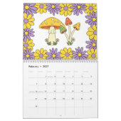 Retro 70s Hippie Groovy Mushroom & Bloem Kalender (Feb 2027)