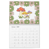 Retro 70s Hippie Groovy Mushroom & Bloem Kalender (Jan 2027)
