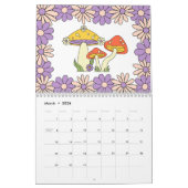 Retro 70s Hippie Groovy Mushroom & Bloem Kalender (Mar 2026)