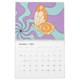 Retro 70s Hippie Groovy Wave Butterfly Kalender