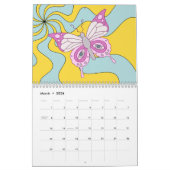 Retro 70s Hippie Groovy Wave Butterfly Kalender (Mar 2026)