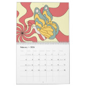 Retro 70s Hippie Groovy Wave Butterfly Kalender (Feb 2026)