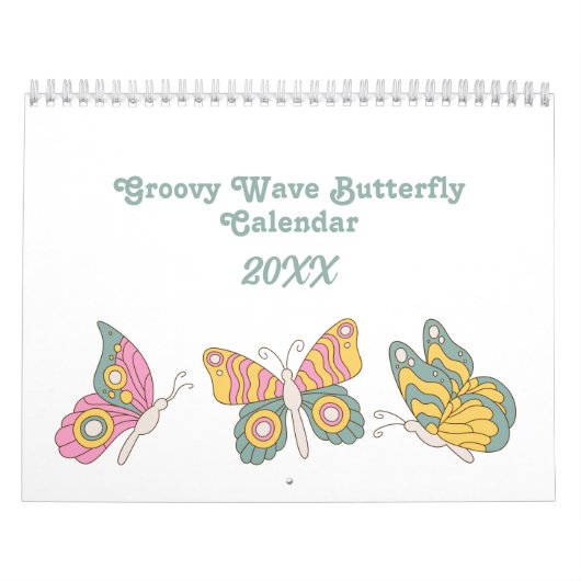 Retro 70s Hippie Groovy Wave Butterfly Kalender (Hoes)