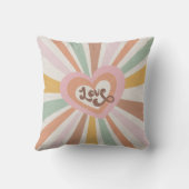 Retro 70s Hippy Love Heart Baby Girl Birth Stats Kussen (Achterkant)