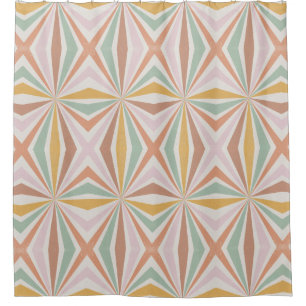 Retro 70s Hippy Psychedelic Pink Mint Gold Douchegordijn