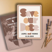 Retro 70's kalligrafie Terracotta Save the Date Kaart