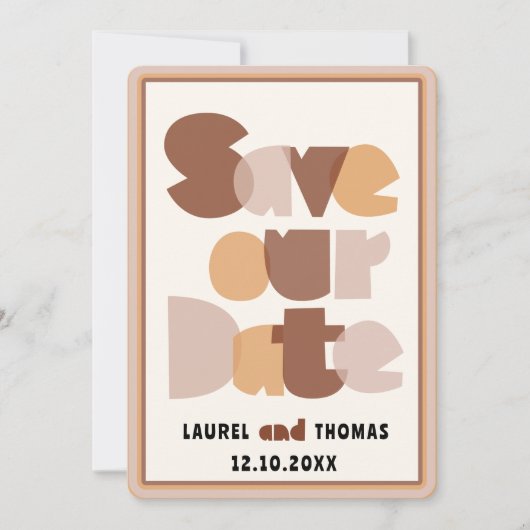 Retro 70's kalligrafie Terracotta Save the Date Kaart (Voorkant)