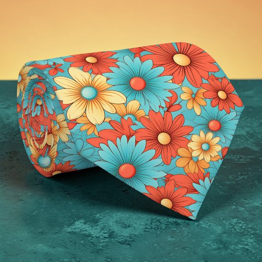 Retro 70s Klassieke Bloemen Groovy Douce Nekdas Stropdas