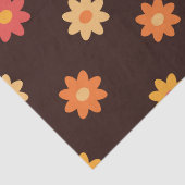 Retro 70s Kleine Oranje Gele Rode Bloemen Tissuepapier (Detail)