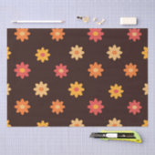 Retro 70s Kleine Oranje Gele Rode Bloemen Tissuepapier (Craft)