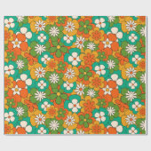 Retro 70s Kleurrijke Groovy Flower  Cadeaupapier (Vlak)