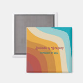 Retro 70's kleurrijke regenbooggolven weddenschap magneet (Voorkant / Achterkant)