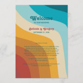 Retro 70's kleurrijke regenboogrondleiding programmakaart (Voorkant)