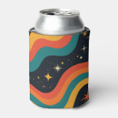 Retro 70s Kosmische Droom Groovy Golvend Blikjeskoeler (Blikje Voorkant)