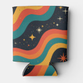 Retro 70s Kosmische Droom Groovy Golvend Blikjeskoeler (Voorkant)
