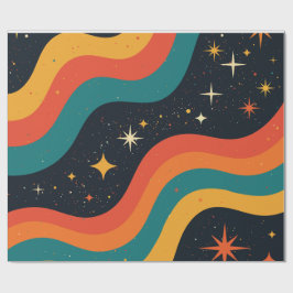 Retro 70s Kosmische Droom Groovy Golvend Cadeaupapier