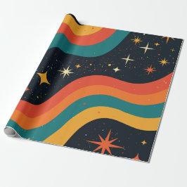 Retro 70s Kosmische Droom Groovy Golvend Cadeaupapier
