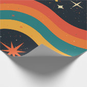Retro 70s Kosmische Droom Groovy Golvend Cadeaupapier (Hoek)