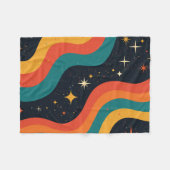 Retro 70s Kosmische Droom Groovy Golvend Fleece Deken (Voorkant (Horizontaal))