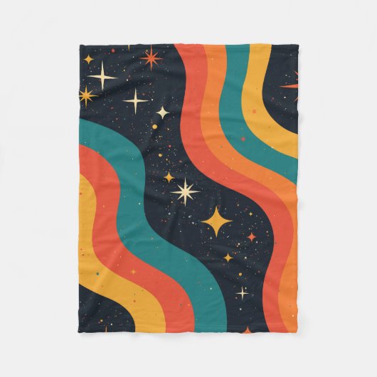Retro 70s Kosmische Droom Groovy Golvend Fleece Deken (Voorkant)
