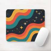 Retro 70s Kosmische Droom Groovy Golvend Muismat (Met muis)