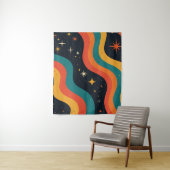 Retro 70s Kosmische Droom Groovy Golvende Retro Wandkleed (In situ)