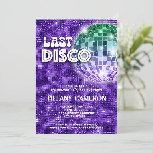 Retro 70s Laatste Disco Bachelorette Kaart (Staand voorkant)