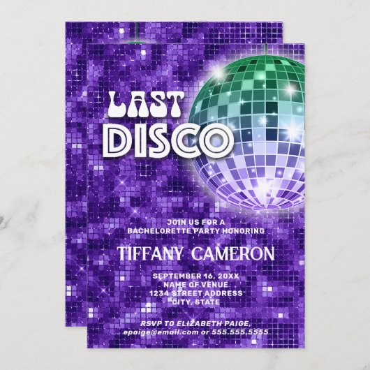 Retro 70s Laatste Disco Bachelorette Kaart (Voorkant / Achterkant)