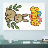 Retro 70s Lente Konijn Grafisch Ontwerp Spandoek (Beurs)