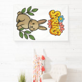 Retro 70s Lente Konijn Grafisch Ontwerp Spandoek (Insitu)