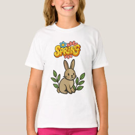 Retro 70s Lente Konijn Grafisch Ontwerp T-shirt