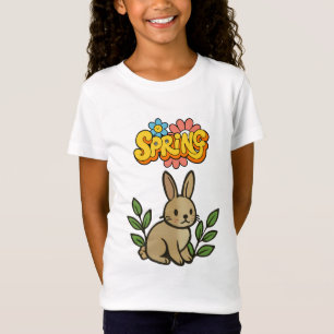 Retro 70s Lente Konijn Grafisch Ontwerp T-shirt