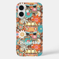 Retro 70s Leuk en Funky Hippy Bus Vredesteken met