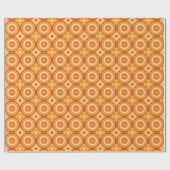 Retro 70s Linked Circles in rood, Sinaasappel en g Cadeaupapier (Vlak)