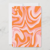 Retro 70s Liquid Swirl Boho Pink Oranje Wedding Kaart (Achterkant)