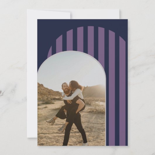  retro 70s marvy Silver Boogfotobruiloft Kaart (Achterkant)